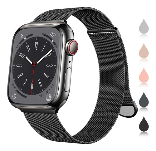 Correa Para Apple Watch 45/44/42/41/40/38mm Iwatch 8 7 6 Se5 Ancho De La Correa 0.6 Cm Color Negro-42mm/44mm/45mm