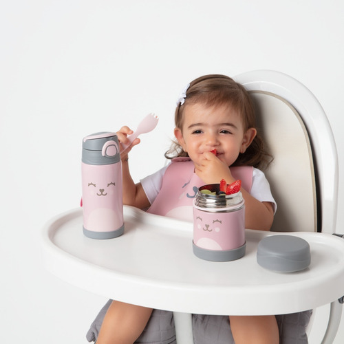 Imagem 2 de 6 de Pote Térmico Infantil Aço Inox Papinha Bebê 320ml C/ Talher