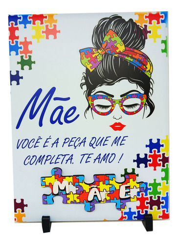 Porta Retrato Presente Azulejo Dia Das Mães Autistas Mãe