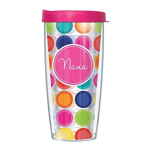 Vaso De Viaje Nana Círculos Felices Tapa Rosa De 16 Oz