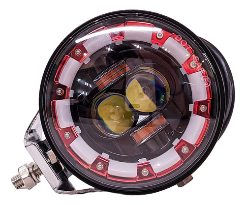 Faro Led Moto Lupa Proyector Blanco Y Ojo Angel Rojo Ambar