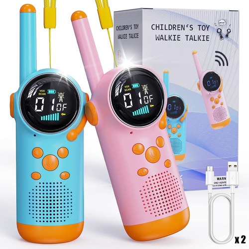 2 Piezas Radios Walkie Talkies Para Niños Carga Usb 3km Color Azul Acero