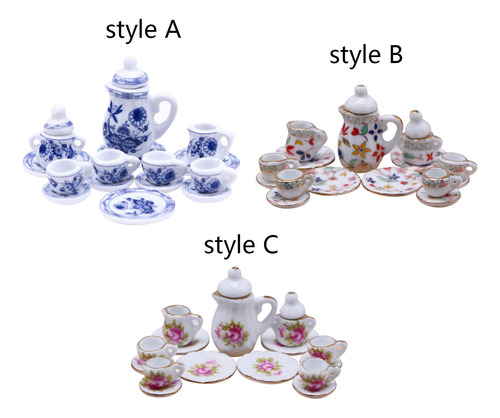 15x Casa De Muñecas Juego De Té En Miniatura Estilo A