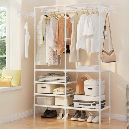 Perchero De Piso Organizador De Ropa Rack Colgador Closet Color Blanco
