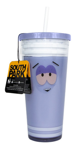 Vaso De Viaje Con Popote South Park - Toallin 700 Ml Color Azul claro