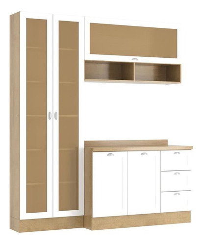 Ditália D9 Denver Armário De Cozinha Cor Branco E Marron Mdp E Mdf