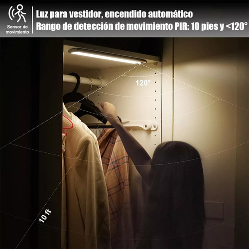 Con Sensor Movimiento Luz De Led Clóset Usb 2 Piezas