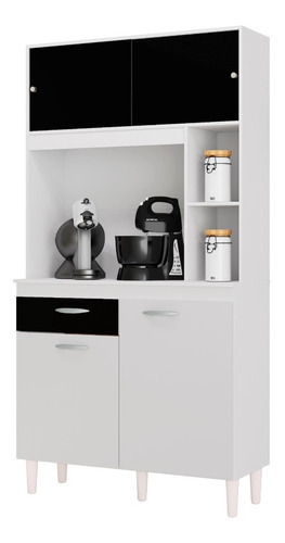 Imagen 1 de 3 de Alacena Mueble Auxiliar Cocina Kit Duda 90cm Negro Y Blanco