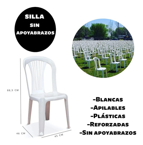 Imagen 2 de 10 de Alquiler Sillas Plastico Mesas Vajilla Fiesta Evento Cabagba