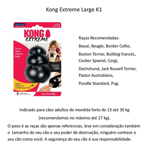 Imagem 4 de 9 de Kong Extreme Large K1 Grande Brinquedo Borracha Morder Caes
