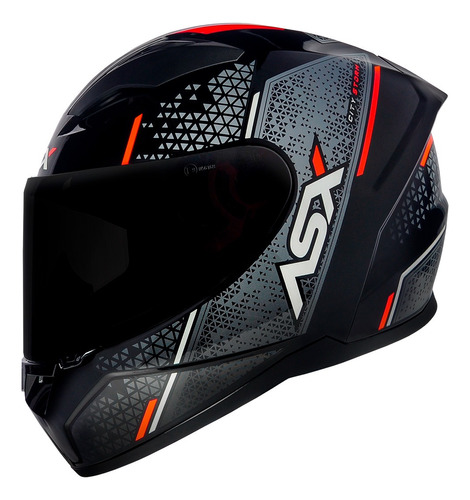 Capacete Asx City Storm Brilho Cinza Vermelho + Viseira Fumê