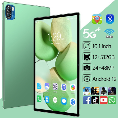 Tableta Inteligente 10.1 8+ 256 Gb, 24 + 48 Mp, Android 12.0