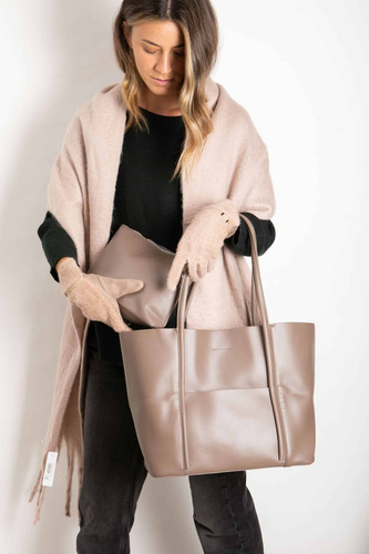 Set Cartera La Chapelle Pu Beige Lisa Níquel Beige