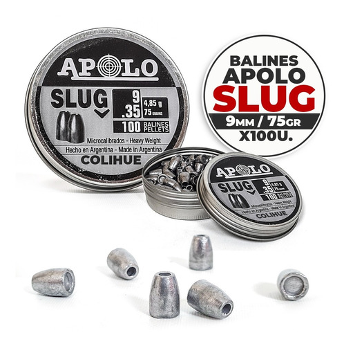 Balines Puntas Apolo Slug Cal 9mm - 75 Grains - X100u