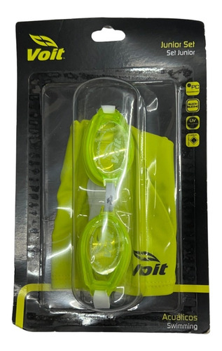 2 Pack Set De Gorra De Natacion Y Goggle Voit Junior Neon