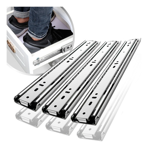 6 Corrediça Telescópica H40 30cm 3 Par Reforçada Resistente