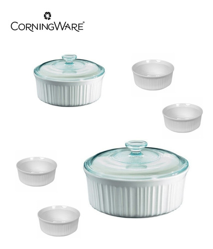 Set Fuentes Corningware Tapa De Vidrio