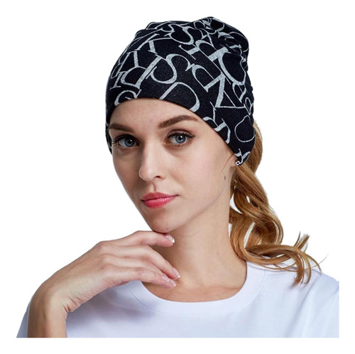 Gorro Holgado De Algodón Para Mujer Negro Talla Única