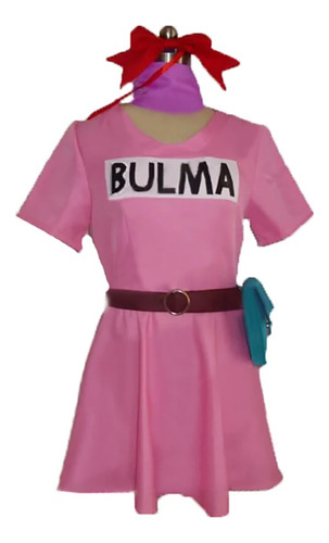 Conjunto Completo De Disfraz De Cosplay De Bulma, Vestido Ro