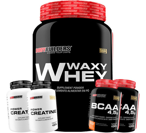 Whey Protein Concentrada 900g +bcaa +creatina Monohidratada Sabor Morango