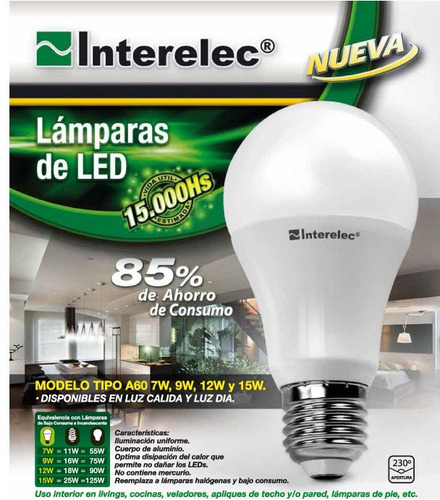 Lamparas Led 9w Pack X10 Interelec Luz Dia