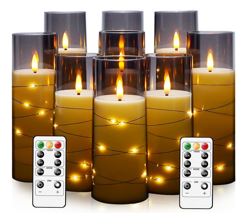 Velas Led Sin Llama Con Temporizador, 9 Velas Parpadeantes S