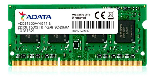 Memoria Ram Sodimm Adata 4gb Ddr3l 1600mhz Bajo Voltaje  /vc