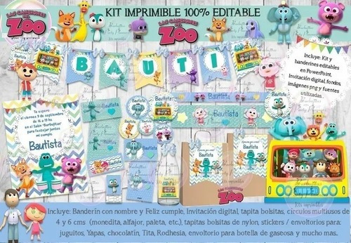 Kit Imprimible Las Canciones Del Zoo Celeste 100% Editable