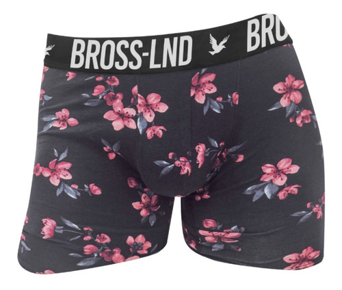 Boxer Bross London Liso Estampa Floreada Azul