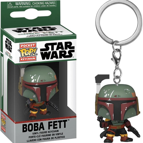 Chaveiro Boba Fett C/ Arma Pocket Pop Mandalorian Star Wars