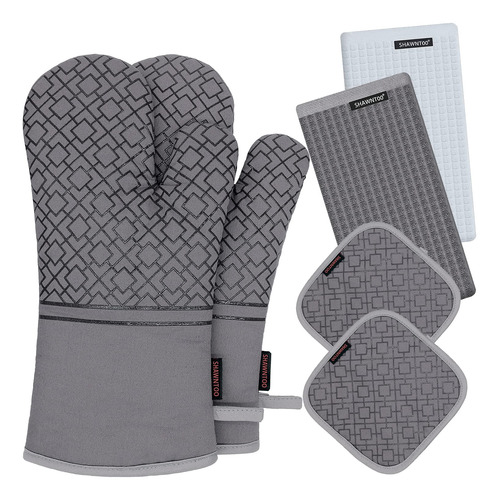 Juego De 6 Guantes De Horno Y Soportes Para Ollas, Guantes D