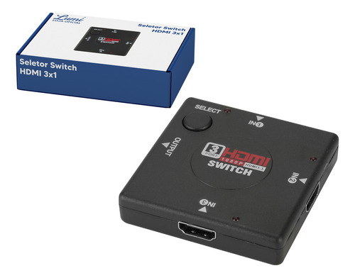 Switch Hub Hdmi 3 Em 1 Chave Seletora 4 Portas 1080p Full Hd