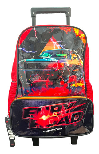 Mochila Carro Lesedife 16'' C/ruedas Niño Niña Jardin 3d Color Rojo - 94.20205.1 Diseño De La Tela Fury Road