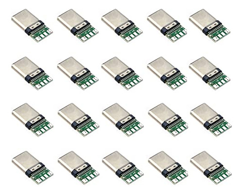 Conector Macho Teansic, 20 Unidades, Usb 3.1 Tipo C, Con