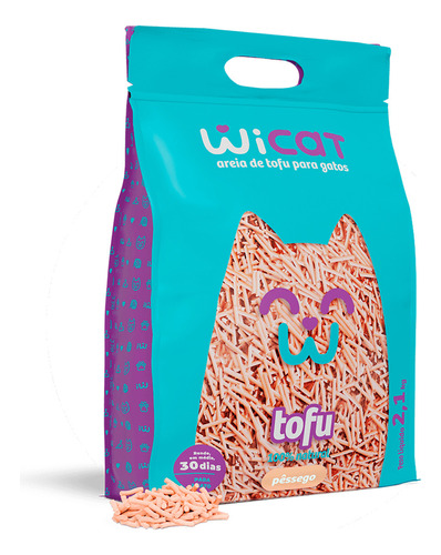 Wicat areia sanitária de tofu higiênica gatos pêssego 2,1kg