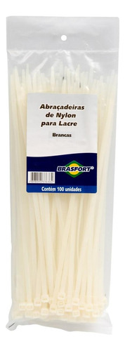 Abracadeira Nylon Brasfort Branca 4,8x350 100 Pecas 8638