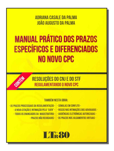 Libro Manual Prat Prazos Esp E Difer Novo Cpc 01ed 16 De Pal