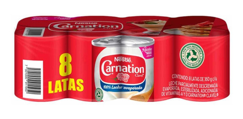 Leche Evaporada Carnation Clavel 8 Pack De 360g C/u