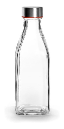 Botella De Vidrio Square De 500 Ml Tapa Acero Inox Ibili Color Transparente