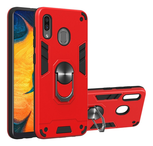 Funda Case Para Zte A51 Con Anillo Metálico Rojo Antishock