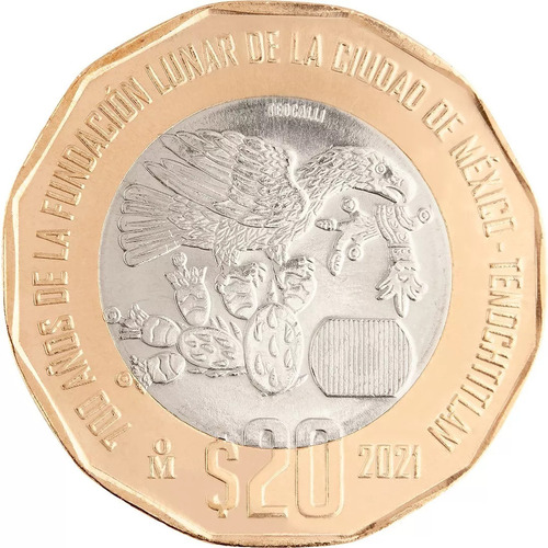 Moneda 20 Tenochtitlan 700 Años Fundación Lunar