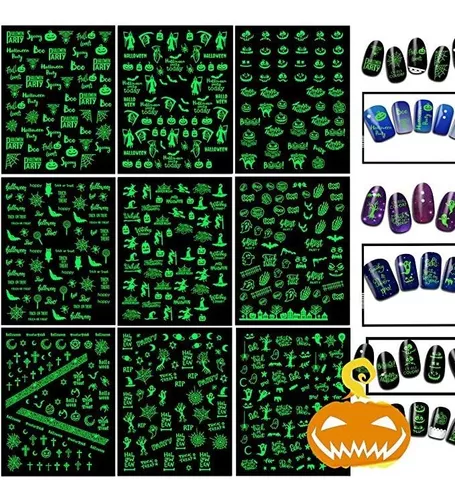 Pegatinas Fluorescentes Para Uñas De Halloween, Auto.