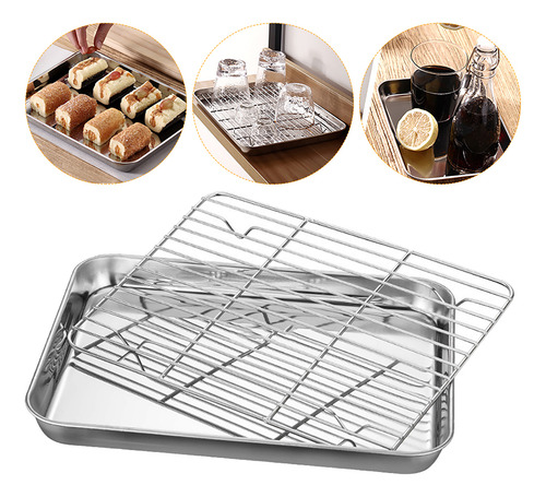 Bandeja Para Hornear De Fondo Plano De Acero Inoxidable Con