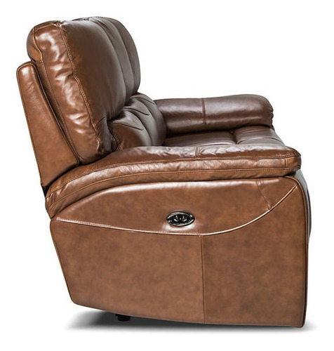 Rosen Sofá Reclinable Poch Cuero Tabaco 3 Cuerpos