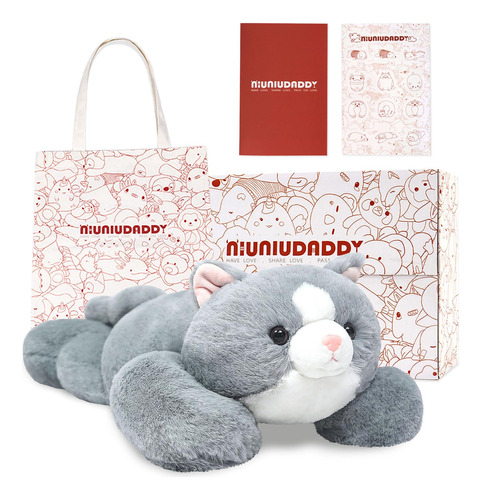 Niuniudaddy - Animales De Peluche Con Peso De Gato Gris De 2