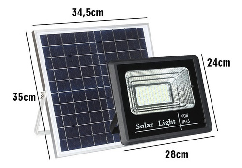 Foco Solar Led 60 W C Sensor Patio Jardin Calles Exterior