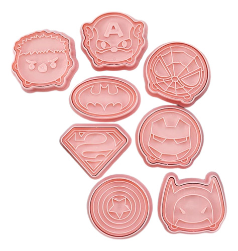 Set 8 Cortadores Galleta Marcador Vengadores Super Heroes