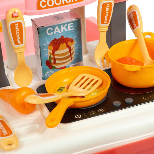 Cocinita Infantil 3 En 1 Cocina Y Maleta Luz, Sonido Y Agua Color Rosa