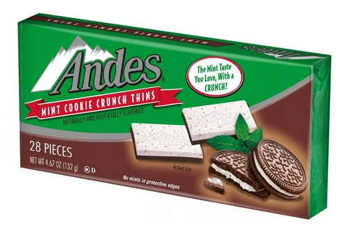 Chocolate C/ Menta Importado Andes Mint Cookie Crunch Thins 