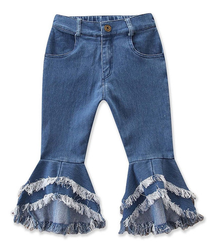 E7 Pantalón Acampanado De Jeans Todo Fósforo Para Niñas De P